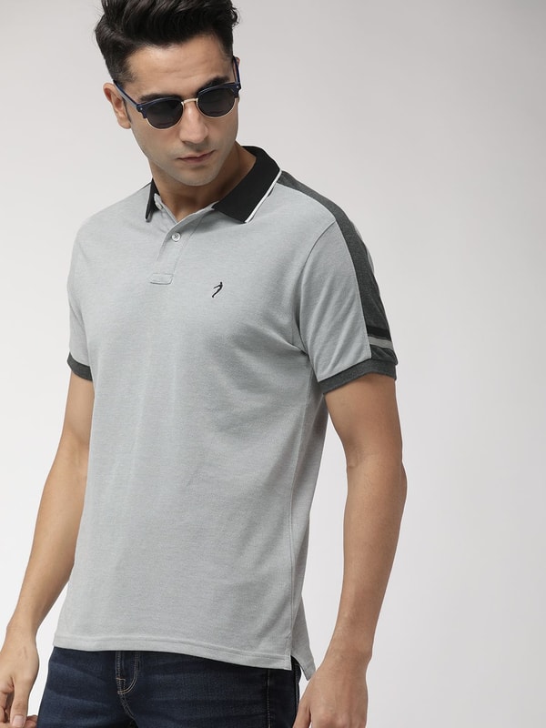 Mens Grey Solids Regular Fit T-Shirt